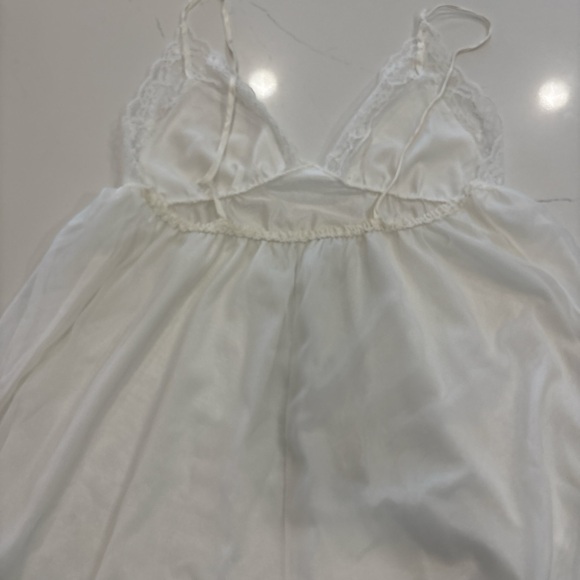 Tosca VTG White Lace Full Slip Maxi Lingerine  Doble Layer Nightgown Sz Small - Picture 4 of 14